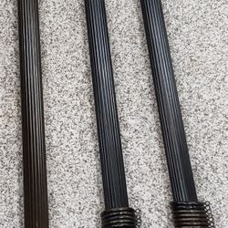 Solid 2.5in Wood Dark Brownish Black Curtain Rods with HEAVYWEIGHT Iron Curtain Attachment Circles 