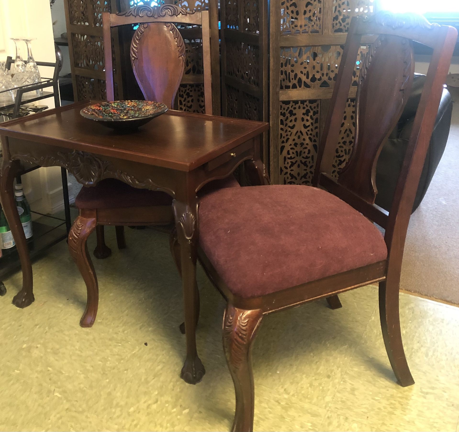 Antique dining chairs and table