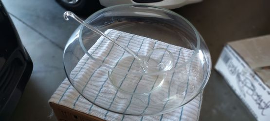 Punch bowl with glass cups and glass ladle