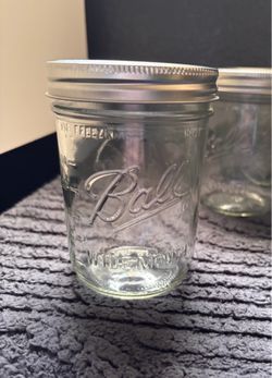 Ball wide mouth mason jars 16 oz w/ silver lids clear glass set of 8