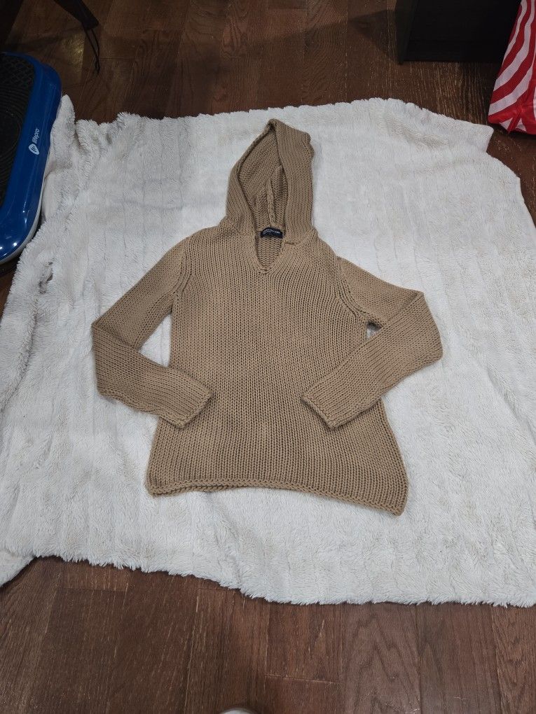Jones New York, V Neck Hooded Sweater, M 100% cotton