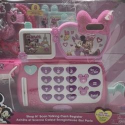 Disney Minnie Mouse Cash Register Shop N' Scan Talking Cash Register Open Box