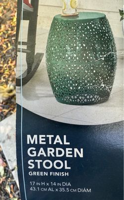 Metal Cut Out Garden Stool - modern barrel structure 17 in. height