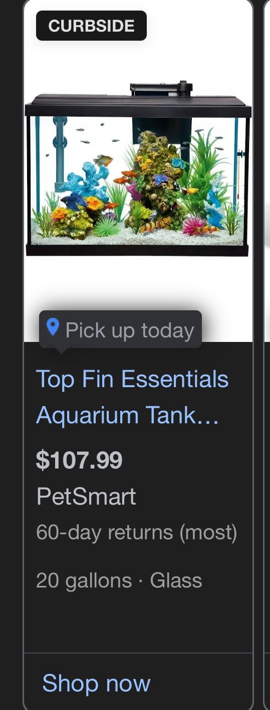 Top Fin 20 gallon Fish Tank With Filter And Temp