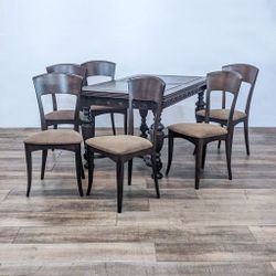 Antique Dining table with 6 Sibau Italian Dining Chairs