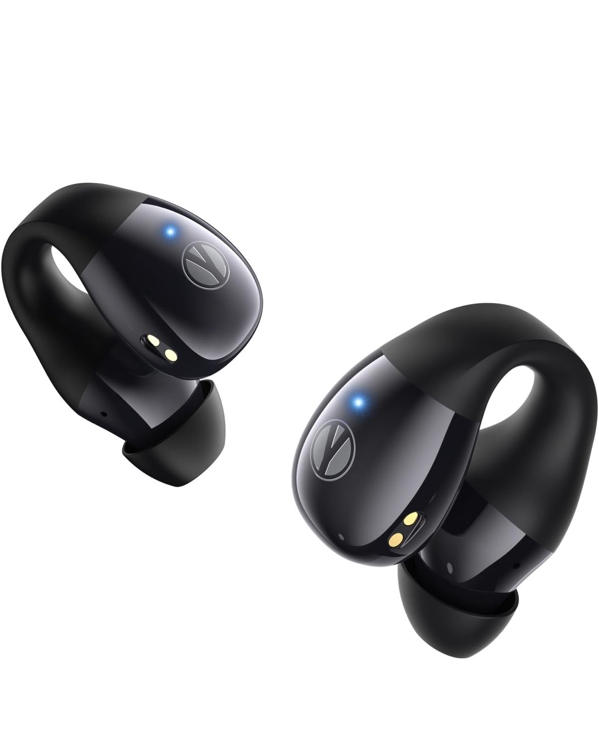 Clip on Earbuds, Open Ear Headphones Wireless Bluetooth 5.4 with Mic, Open Ear Earbuds with Charging Case LED Display, 44H Play, IP54 Waterproof, Ligh