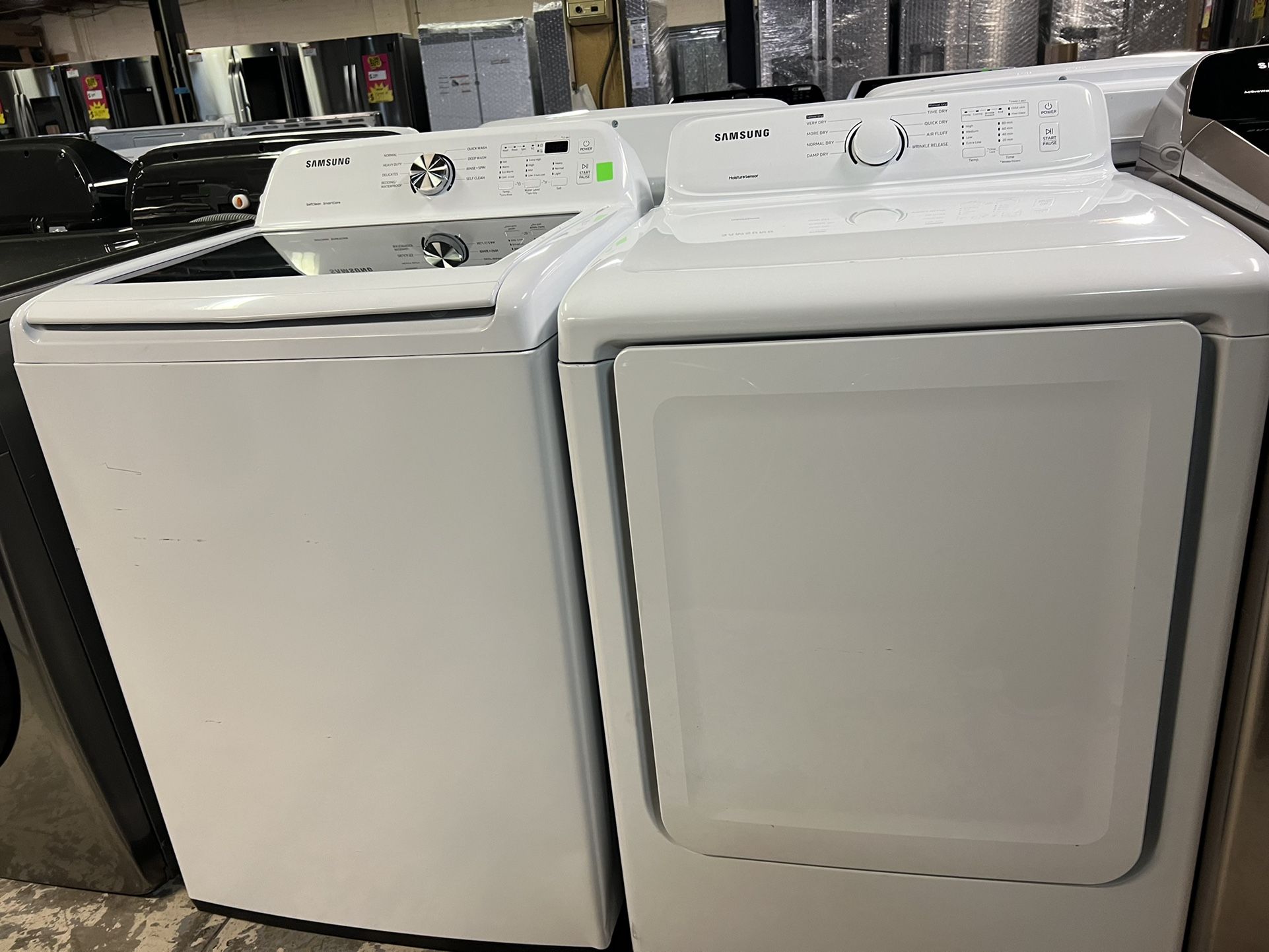 SAMSUNG TOP LOAD WASHER AND ELECTRIC DRYER