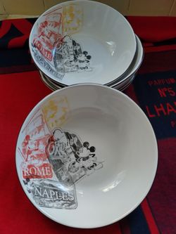 Set 4 Disney Parks Soup Bowls Italy Teme