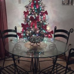 Metal Glass Table With 4 Chairs