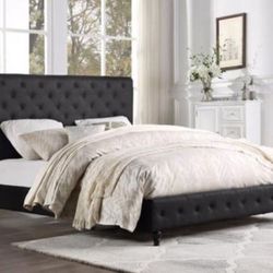 Brand New Black Velvet Queen Size Bed Frame 