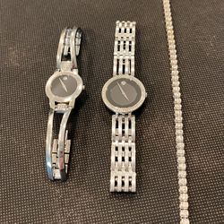 3 karat White Gold Tennis Bracelet & 2 Ladies Movado watches