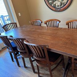 Oak Wooden Table Set With 8 Chairs