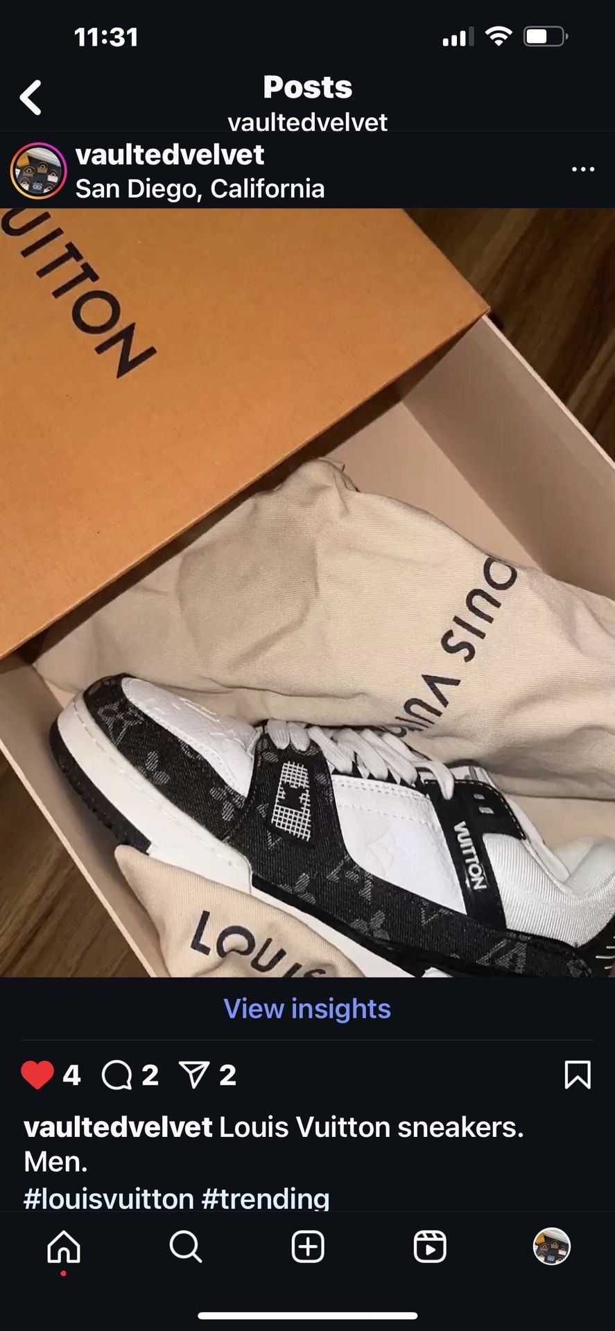Louis Vuitton Sneakers Men’s 10.5