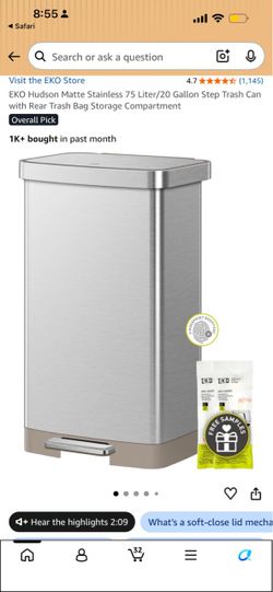 Brand new matte stainless trash can 75L