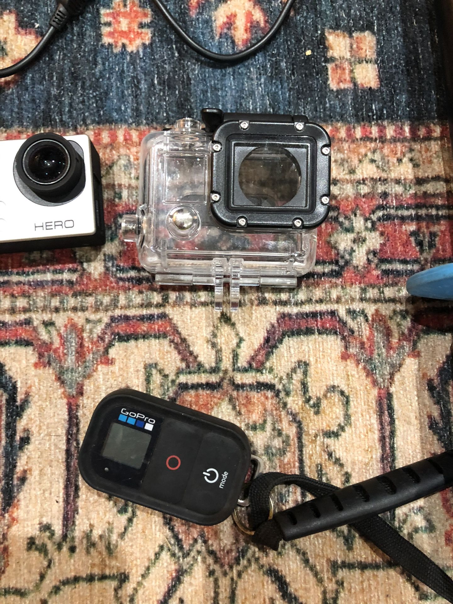 GoPro 3 hero 3 with case remote cable and stick accessories included