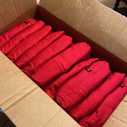 BOX OF 10 RED BRAND NEWFRC COVERALLS SIZE 48! GIVE ME AN OFFER!