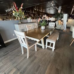 Grey/beige 6PC Dining Table Set 