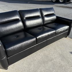 Faux  Leather Sofa with USB/Phone Charging Port, Black , 84in.