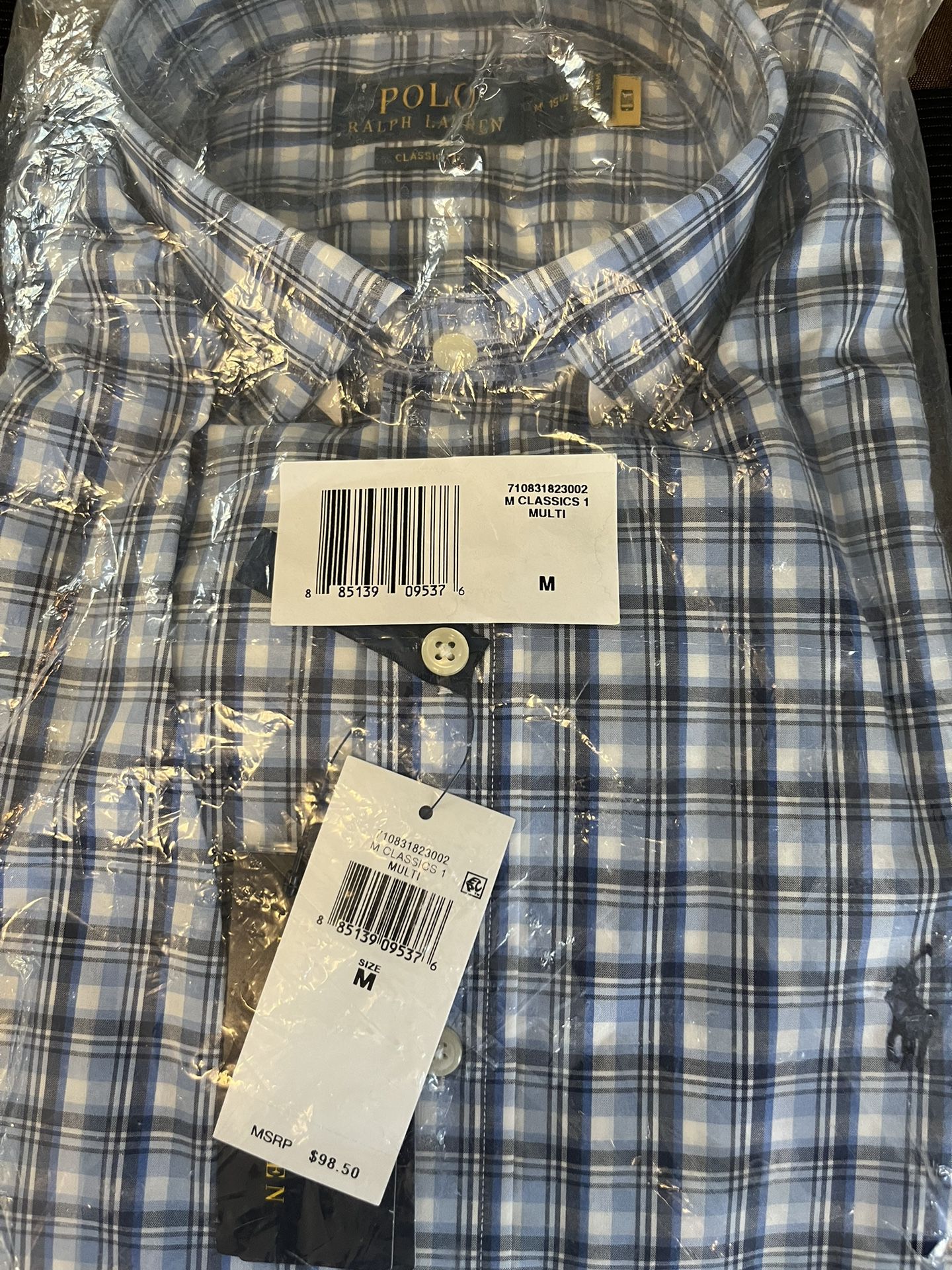 Polo Ralph Lauren Classic-Fit Plaid Poplin Shirt Men's Sz M