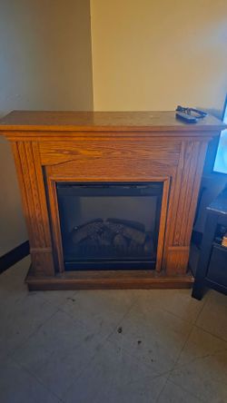 Electric Fireplace with Wood Mantel