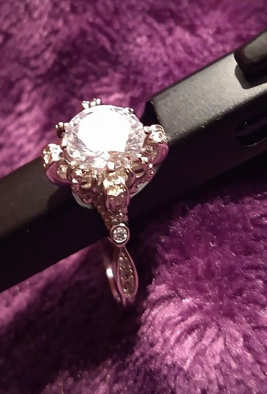 Sterling Silver CZ Solitaire Engagement Ring