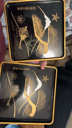 Original Japanese Ww2  serving tray Set of 2.  Japanese Army 4th Artillery Reg