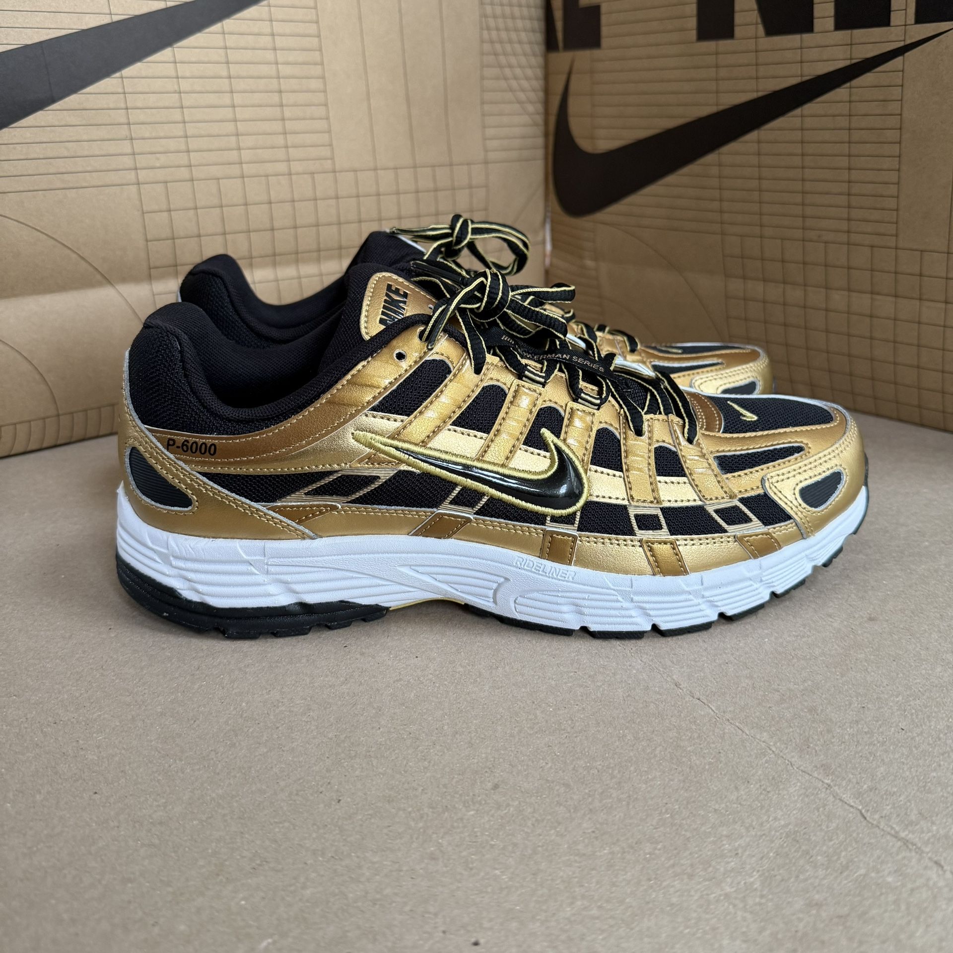 NEW Nike P-6000 NBY Black Metallic Infinite Gold HQ3030-700 Mens