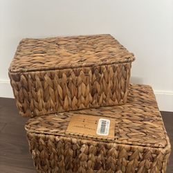 Set Of 2 Wicker Storage Baskets 