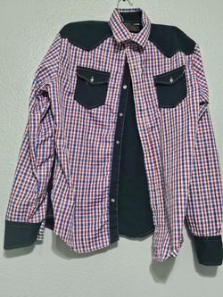 Massimo Dutti Men's Plaid Button-Up Shirt Long Sleeve Pockets Point Collar 36. The shirt is a Large but it runs small