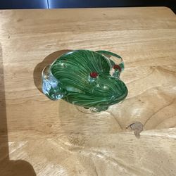 Hand blown Green Glass Frog