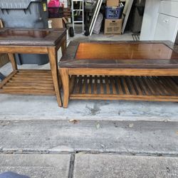 Wooden Coffee & Side Table 