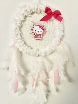 White Pink Hello Kittyw/ Ears Bow’8dreamcather So Soft Sensory Handmade