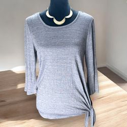 ALYX WMs SM Side Knot  Round Neck  Crochet Open Back 3/4 Bell Sleeve Boho Casual