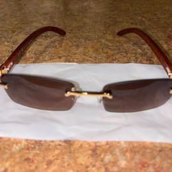 Brown Rimless Buffalo Wood Frames