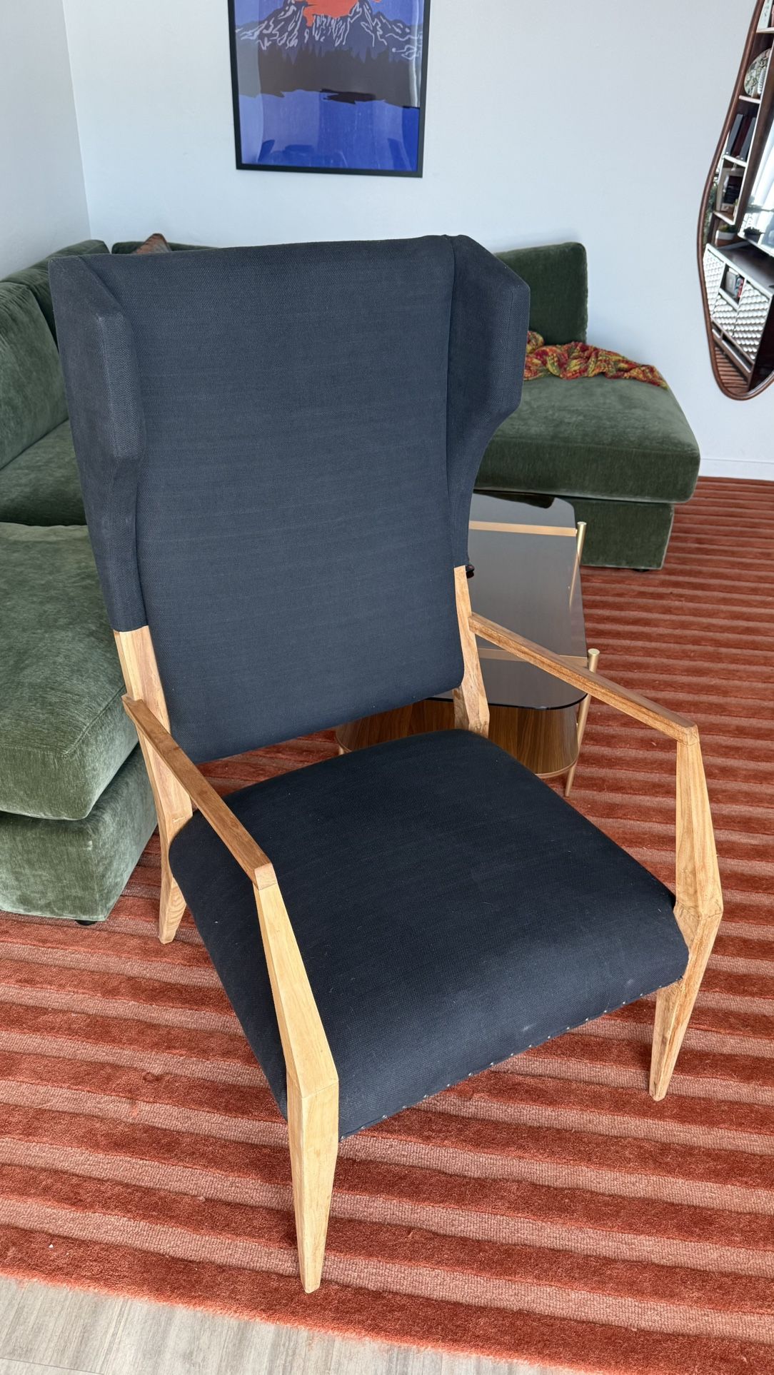 Mid Century Teak Wingback Accent Chair