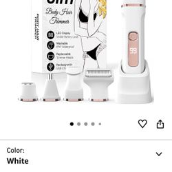 🆕 In 📦 5️⃣in1️⃣Electric Trimmer/Razors/Shaver,IPX7Waterproof with5️⃣Replaceable Blade Heads,USB Recharge Dock(White）