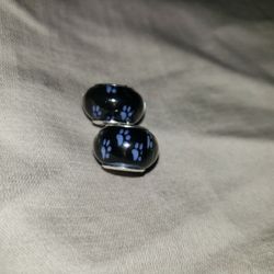 NEW 2 (two) Black and Violet Paw Prints Acrylic Sterling Silver Charms Beads.