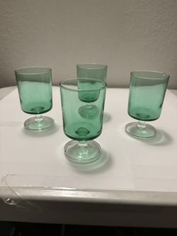 Vintage Jade Green Whiskey Glasses Cups