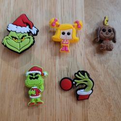 Lot Of 5 The Grinch Who Stole Christmas Croc Charms 