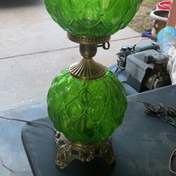 Vintage Green Globe Lamps