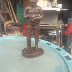 1940 Etched Signature Carved Man  In Waders 