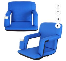 6 Reclining Foldable Stadium Chair Seat for Bleachers Blue Set of 2