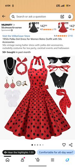 1950s Retro Betty boop costume with accessories