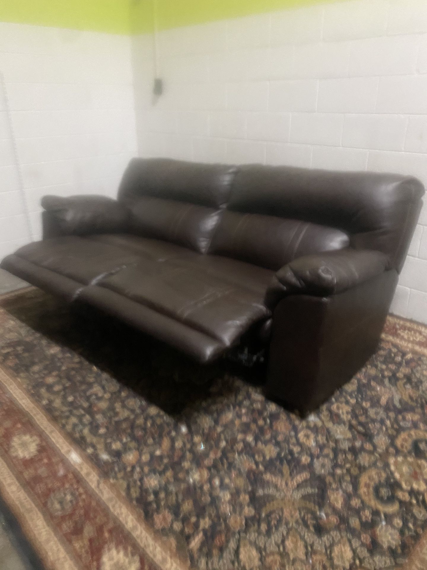  Brown leather 2 wideRecliner Couch 4 1/2 X7 1/2 