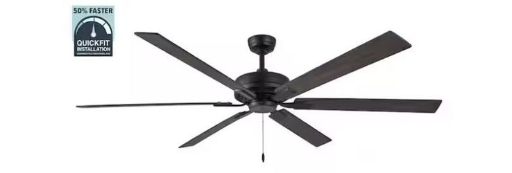 Dalton 72 in. Indoor/Covered Outdoor DC Motor Matte Black Ceiling Fan NEW