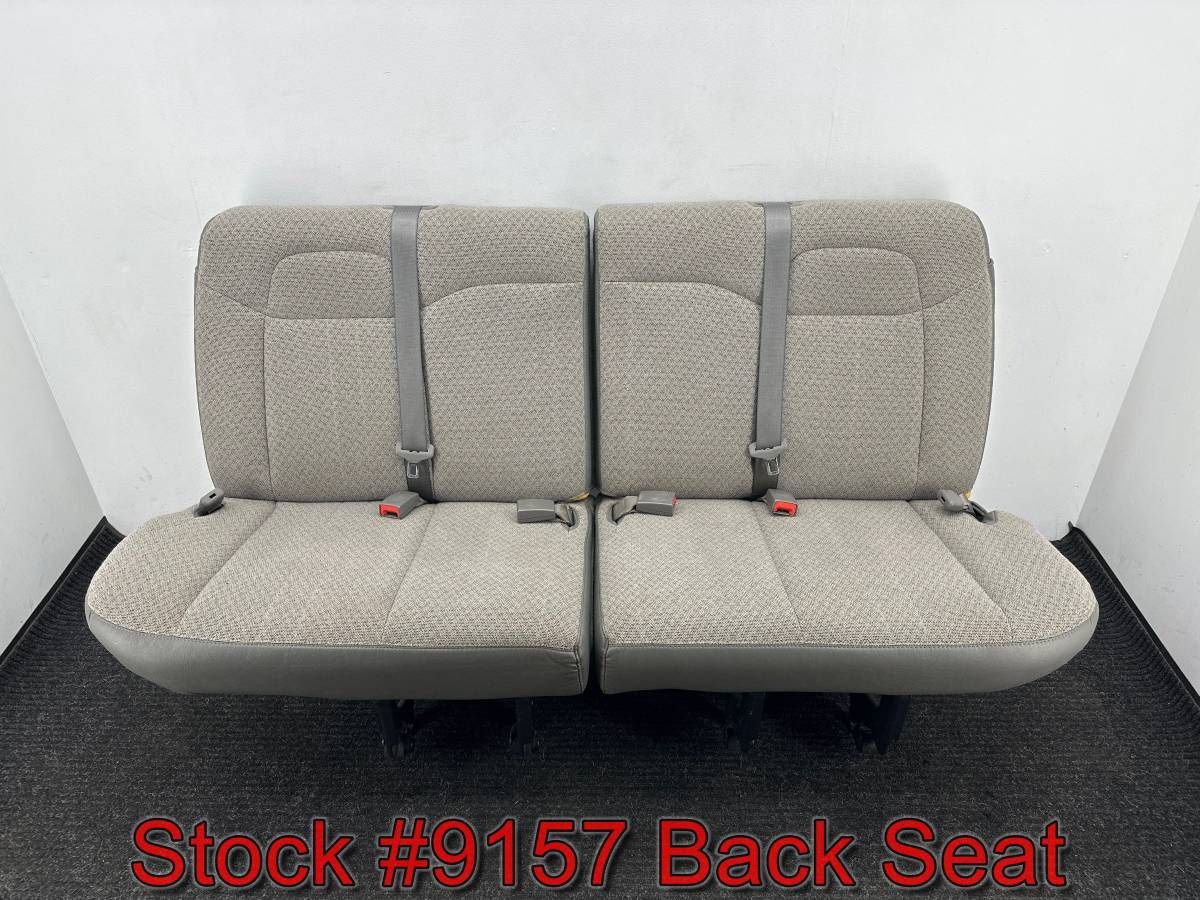 4 Person Gray Fabric Back Seat For A 2008 Through 2015 Chevy Express GMC Savana Van Stock #9157