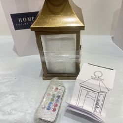 GOLD Home Reflections Flameless Color-Morphing Lantern w/ Remote, Indoor/Outdoor, New