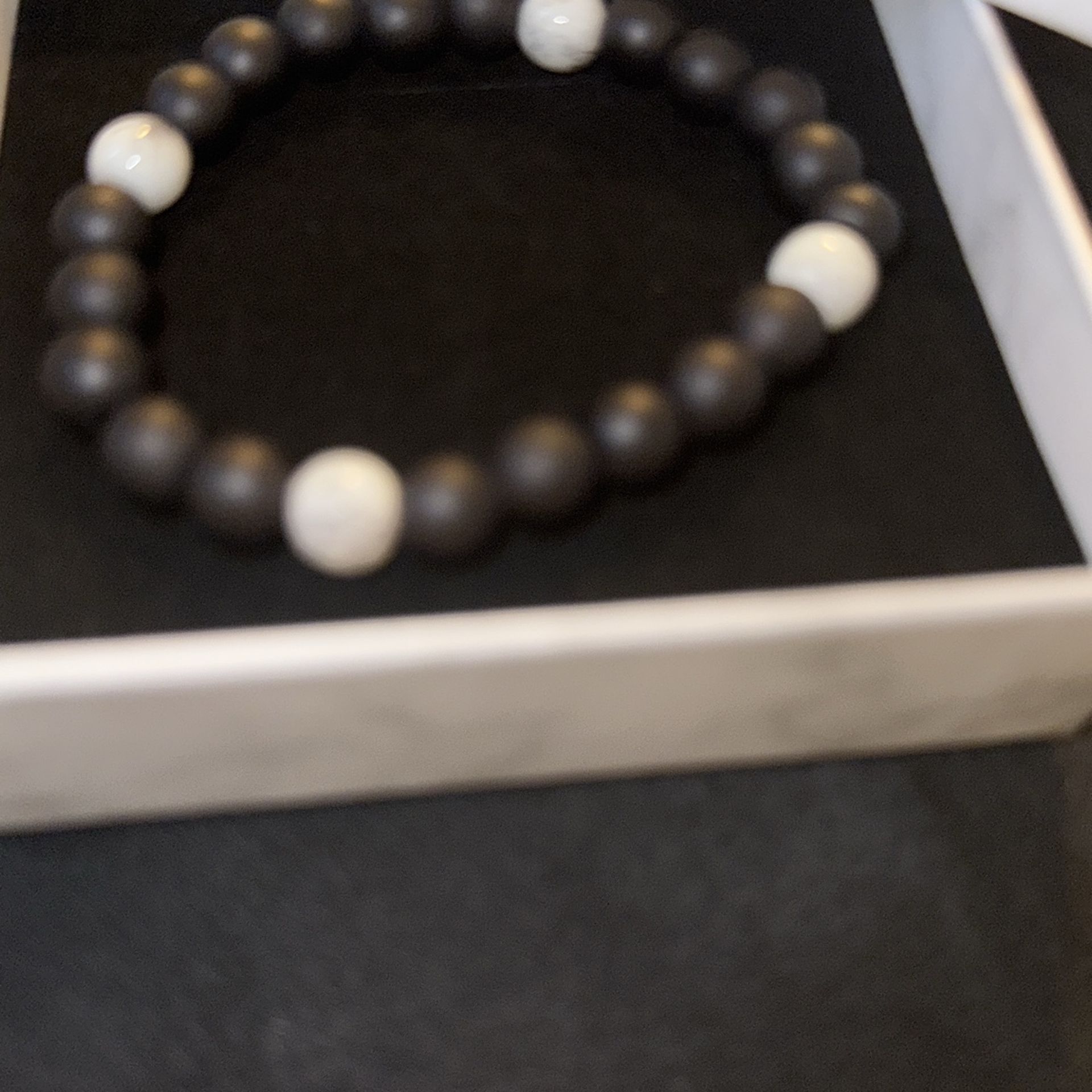 Black And White Men Beaded Bracelet