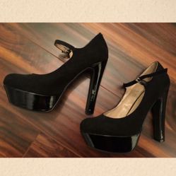 Gorgeous G by Guess Women's Black Platform Ankle Strap Pumps Size 6.5