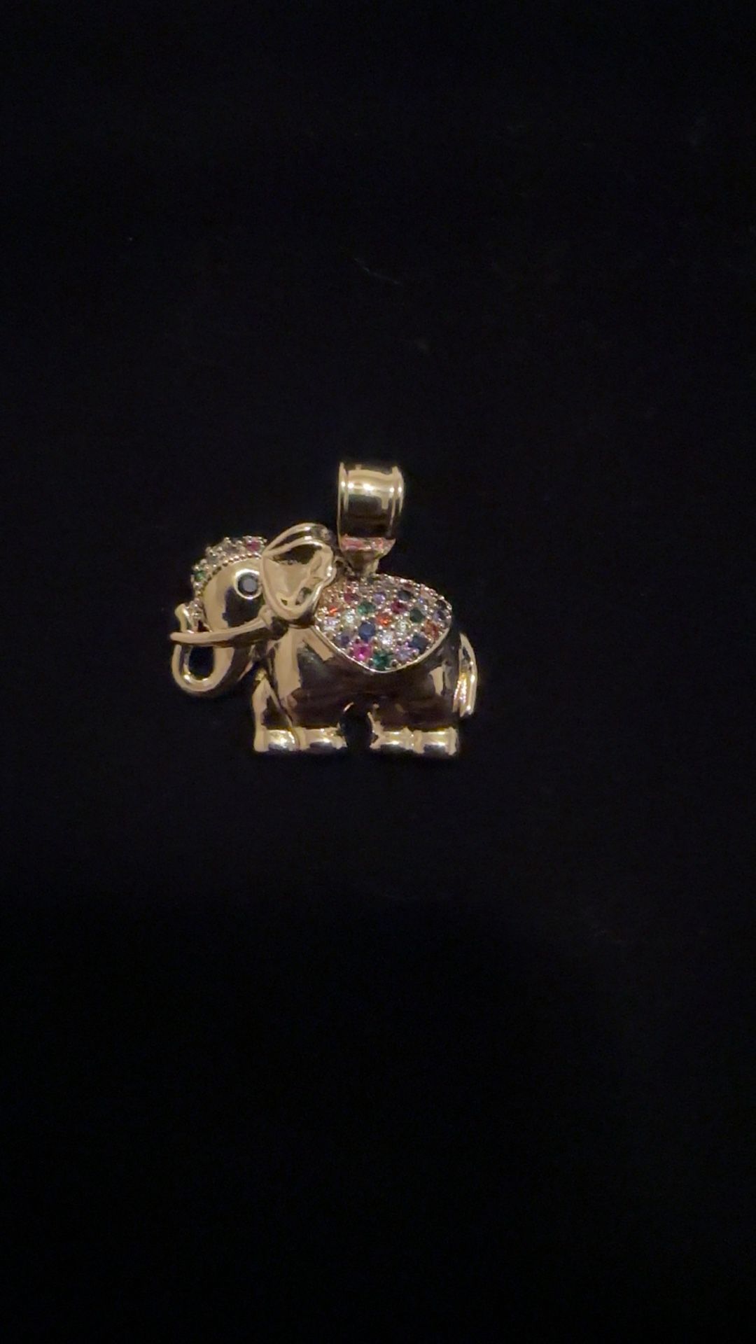 Gold Over Silver Elephant Pendant With Multicolored Gems